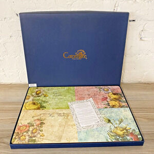 Carpentree Cork Placemats Set of 4 Floral Garden Cottage Boho Rose 15.5" X 11.5"